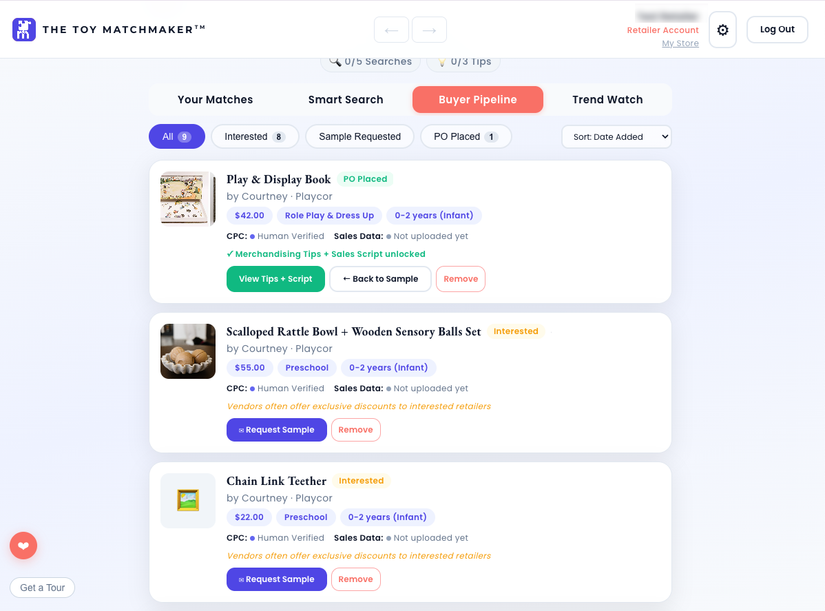 Retailer PO placed order