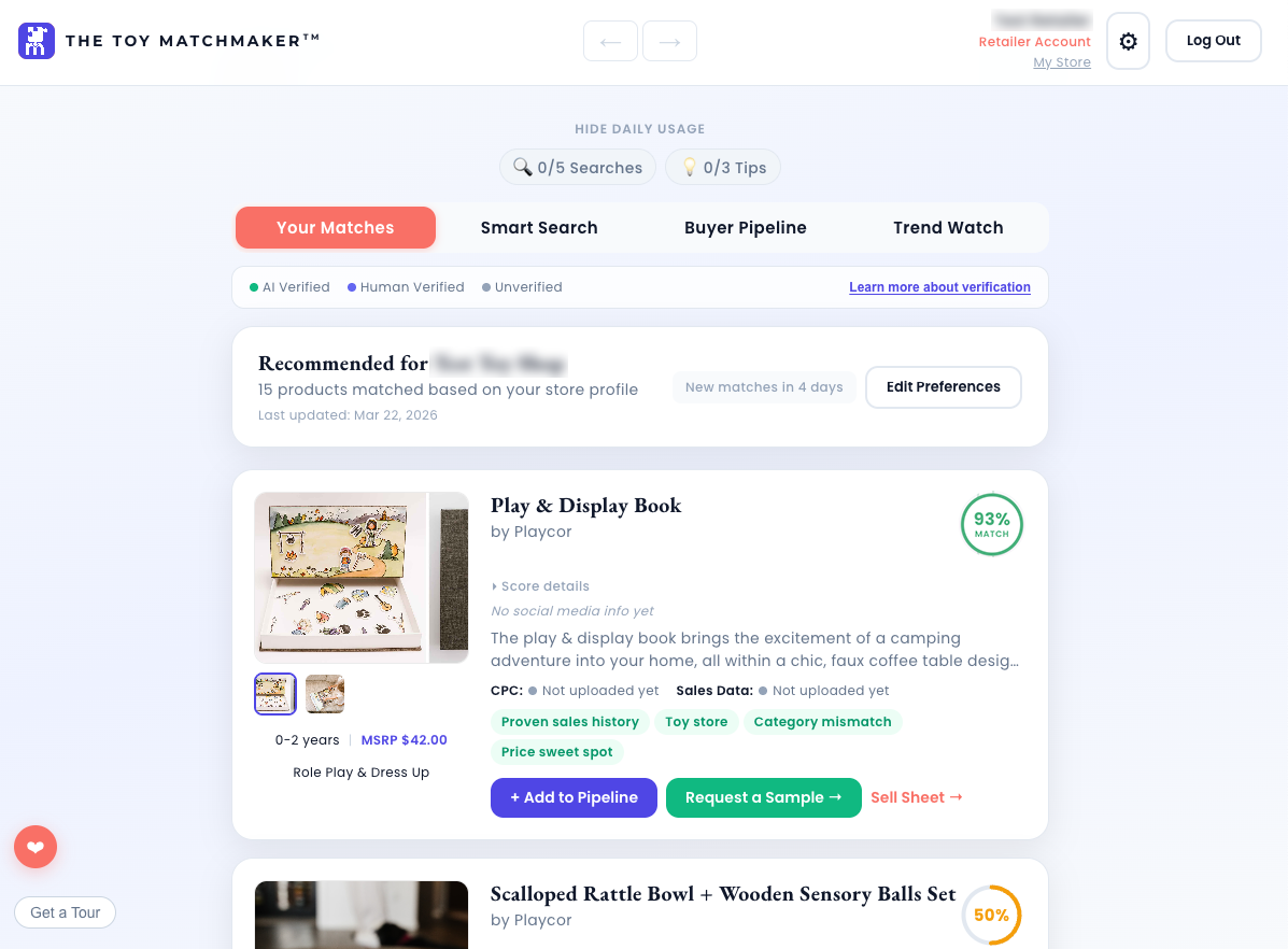 Retailer product matches