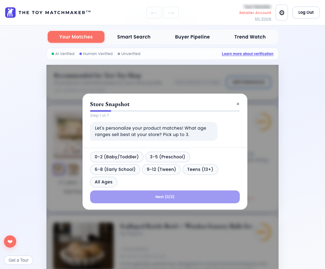 Retailer store snapshot setup