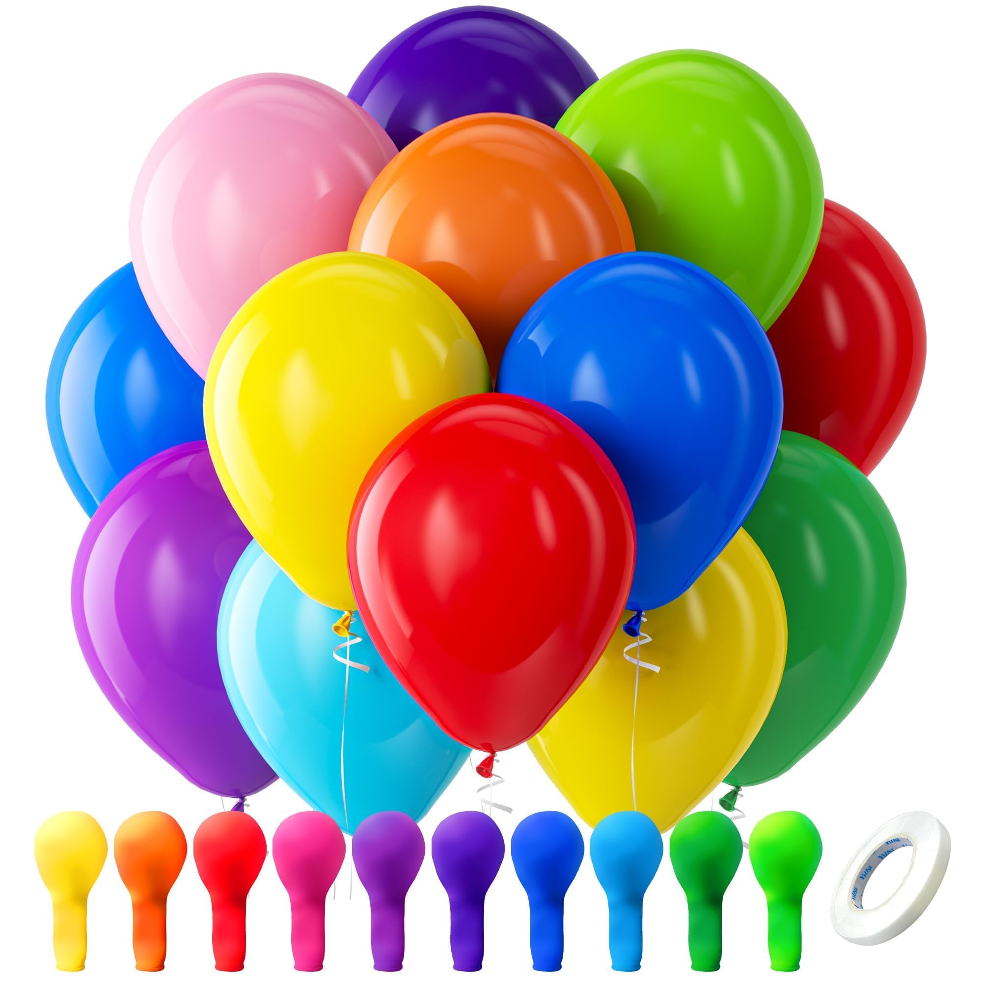 Bezente Assorted Rainbow Latex Balloons